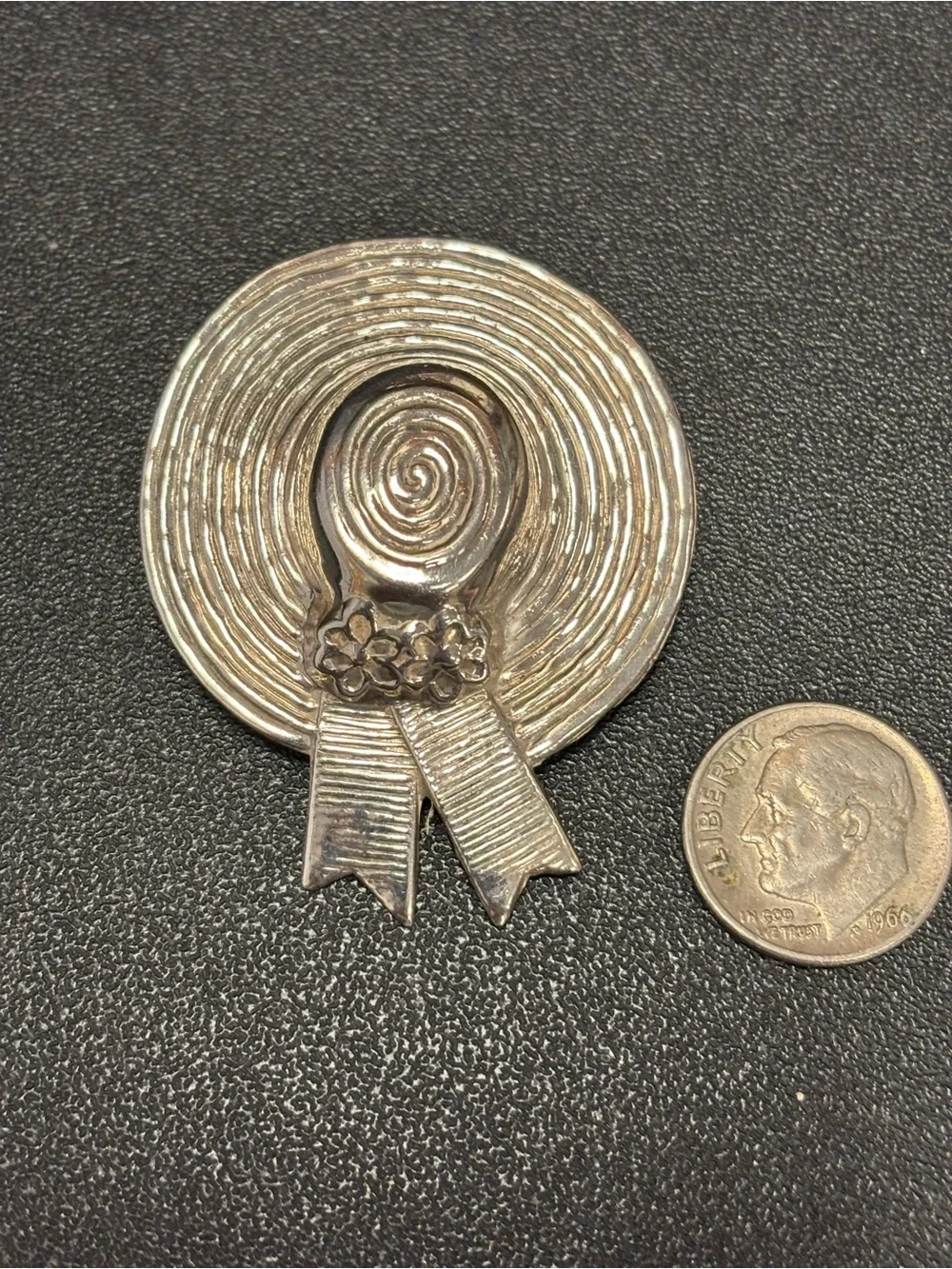 Sterling Silver Straw Hat Brooch - Elegant Women’s Accessory